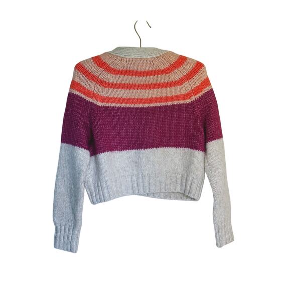 American Eagle Colorblock Button-Up Striped Cardigan Sweater Small Artsy Preppy - Picture 5 of 10